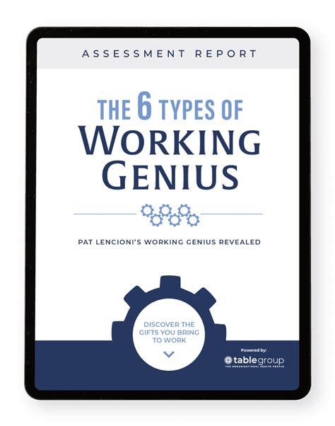 Tenacity - you push ideas to completion. . 6 types of working genius assessment